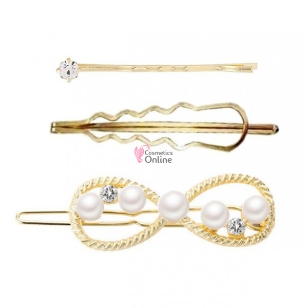 Accesorii de par moderne pentru mirese cu perle PMA39 - Agrafe set 3 bucati